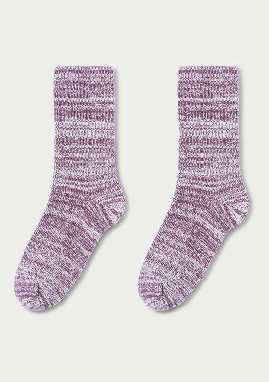 Foto do produto: Meia Cano Longo Em Tricô Mescla Peluciada - Vinho