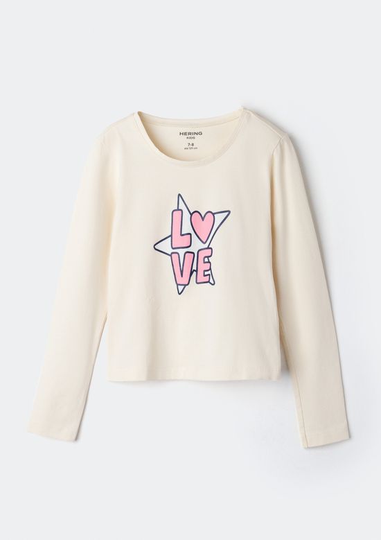 Foto do produto: Blusa Infantil Menina Manga Longa Slim Com Estampa - Creme