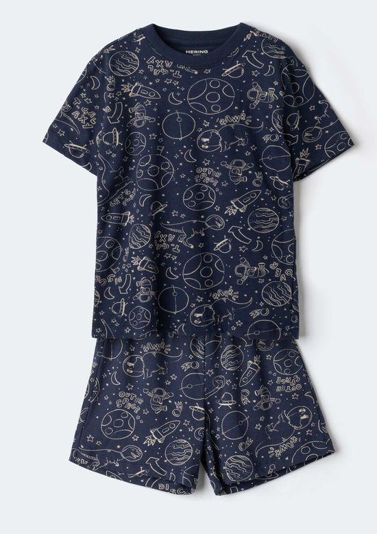 Foto do produto: Pijama Curto Infantil Que Brilha no Escuro - Azul