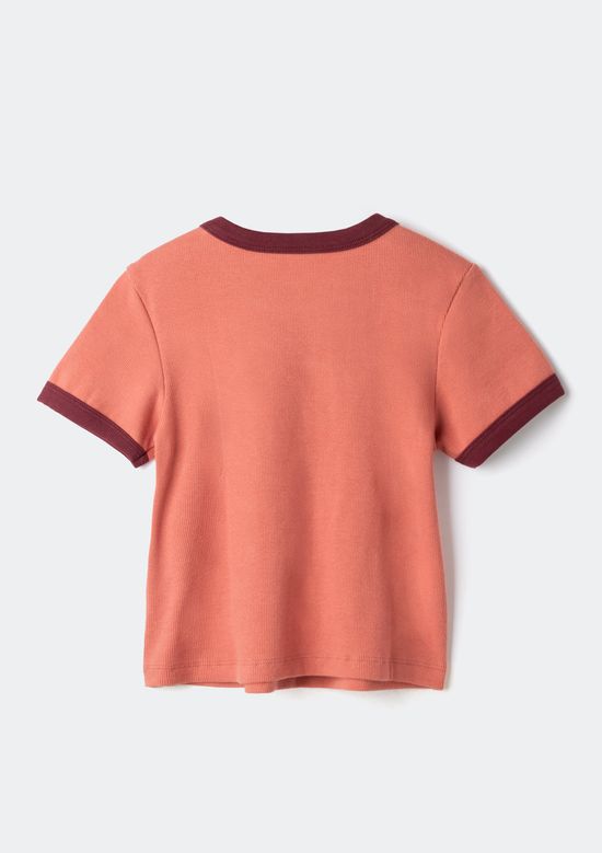 Foto do produto: Blusa Infantil Menina Manga Curta Em Ribana Canelada - Rosa