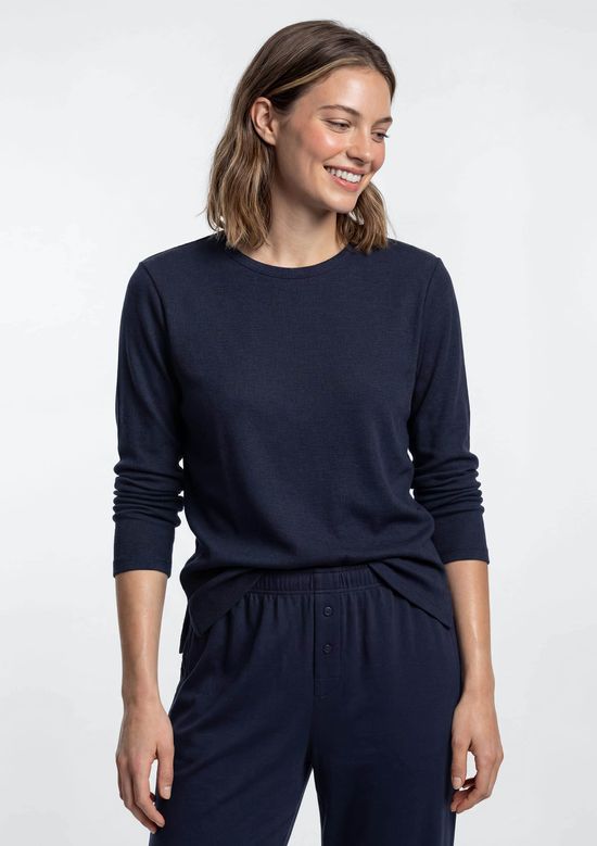 Foto do produto: Pijama Feminino Longo Em Ribana - Azul