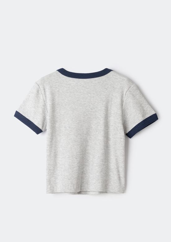 Foto do produto: Blusa Infantil Menina Manga Curta Em Ribana Canelada - Cinza