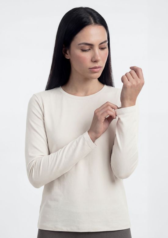 Foto do produto: Camiseta Esportiva Feminina Manga Longa Proteção UV - Off white