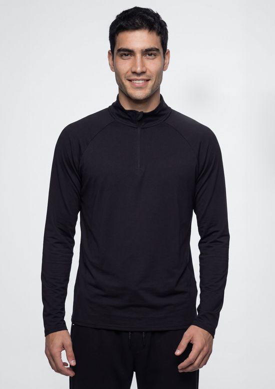 Foto do produto: Camiseta Esportiva Masculina Manga Longa Gola Alta - Preto