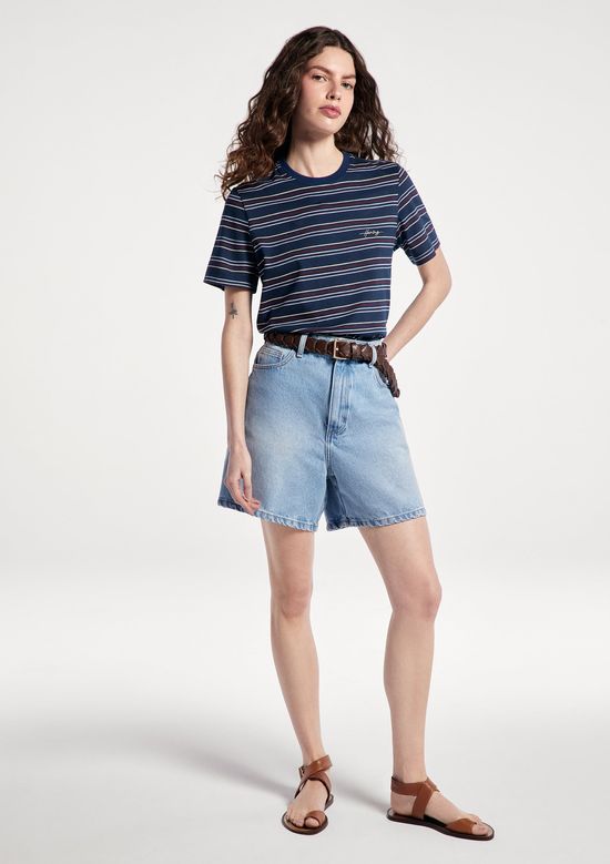 Foto do produto: Camiseta Feminina Manga Curta Listrada - Azul