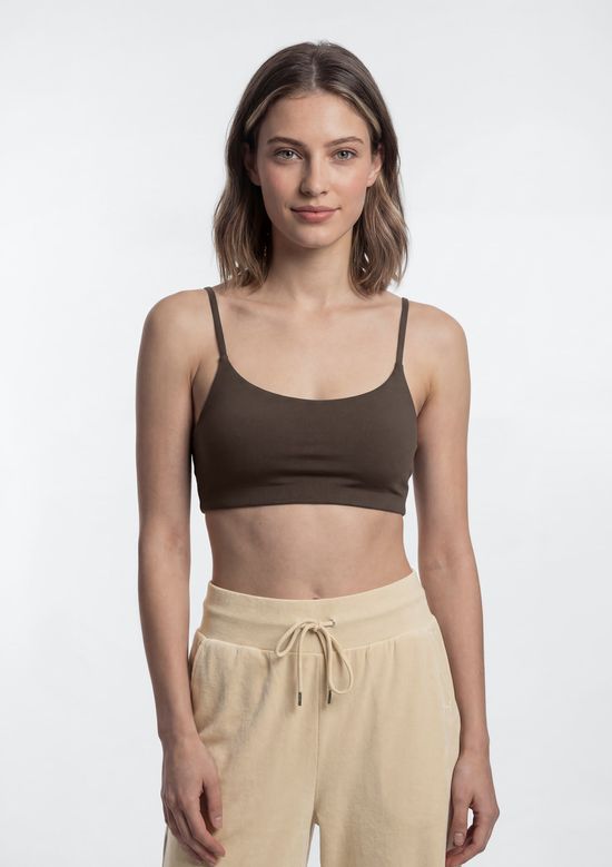 Foto do produto: Top Esportivo Alças Finas Abertura Costas - Marrom
