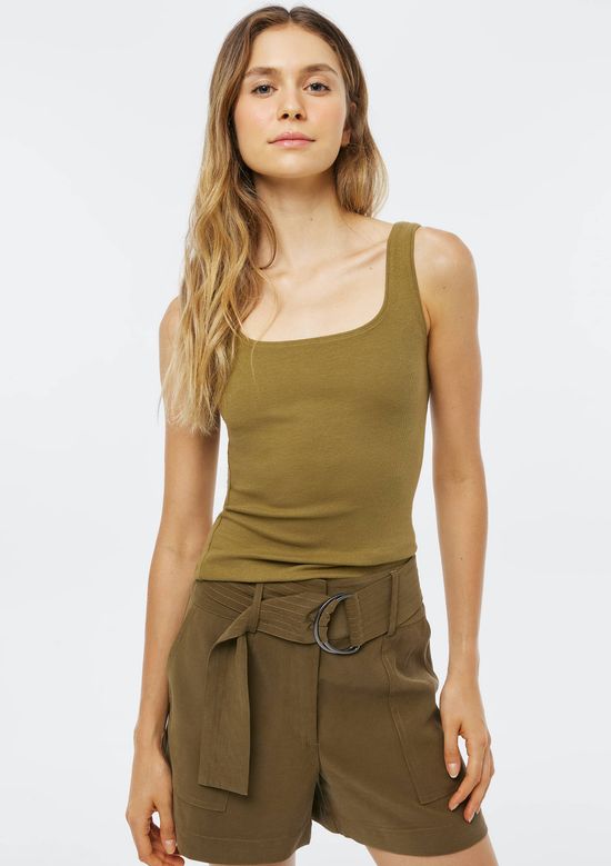 Foto do produto: Regata Feminina Decote Quadrado Em Ribana - Verde