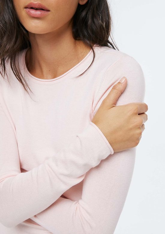 Foto do produto: Blusa Feminina Manga Longa Slim Em Tricô Leve - Rosa