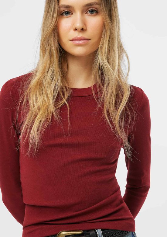 Foto do produto: Blusa Feminina Manga Longa Slim Em Ribana - Vermelho