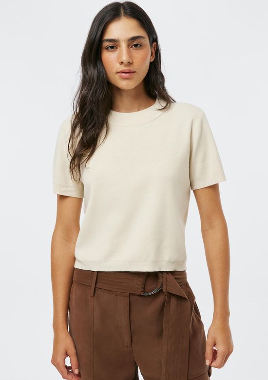 Foto do produto: Blusa Feminina Manga Curta Em Tricô - Off white