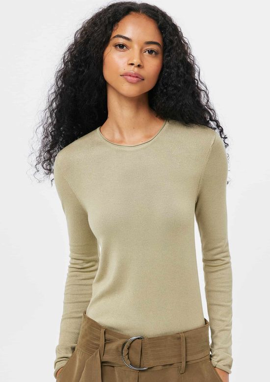 Foto do produto: Blusa Feminina Manga Longa Slim Em Tricô Leve - Verde