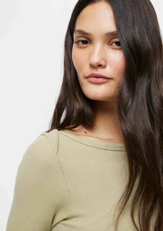 Foto do produto: Blusa Feminina Manga Longa Com Elastano - Verde