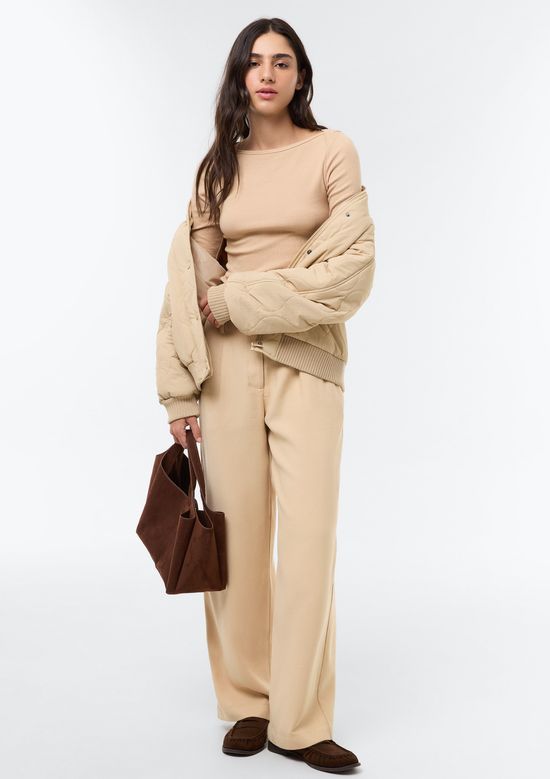 Foto do produto: Blusa Feminina Manga Longa Com Elastano - Bege