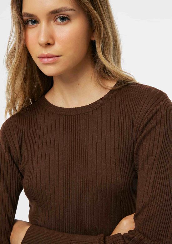 Foto do produto: Blusa Feminina Slim Em Tricô - Marrom