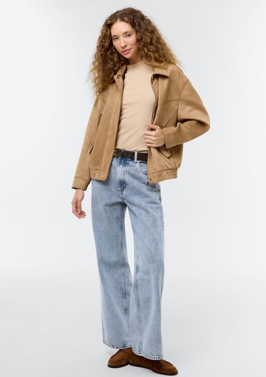 Foto do produto: Blusa Feminina Gola Alta Em Ribana Canelada - Bege