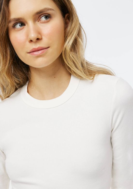 Foto do produto: Blusa Feminina Manga Longa Slim Em Ribana - Off white