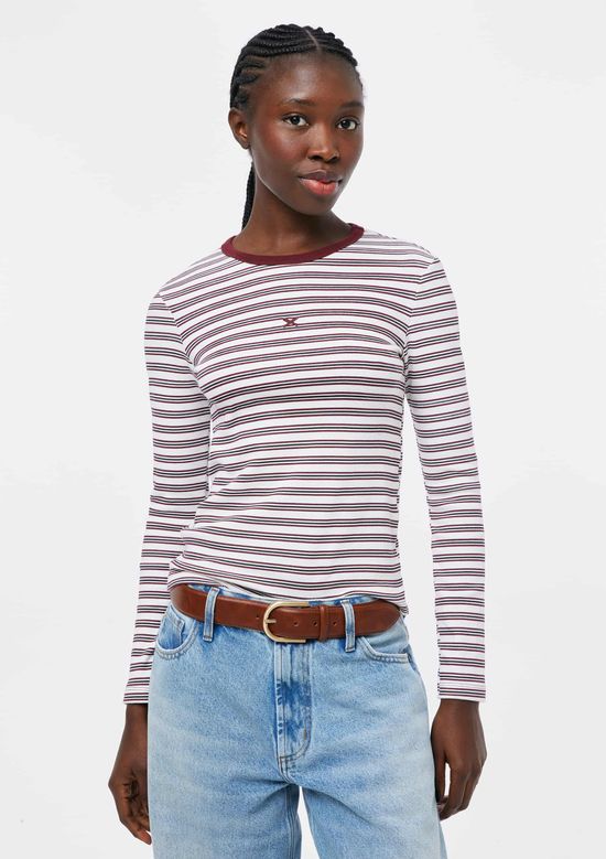 Foto do produto: Blusa Feminina Manga Longa Listrada - Vermelho