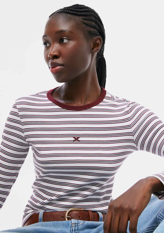 Foto do produto: Blusa Feminina Manga Longa Listrada - Vermelho