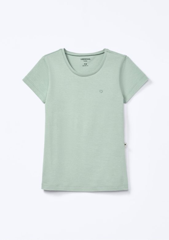 Foto do produto: Blusa Básica Infantil Menina Manga Curta Slim Com Bordado Coração - Verde