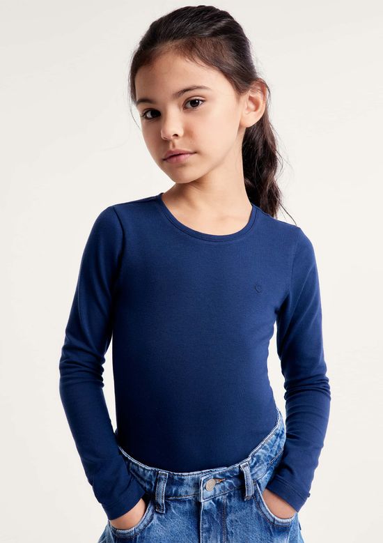 Foto do produto: Blusa Básica Infantil Menina Manga Longa Com Patch Hering Kids - Azul