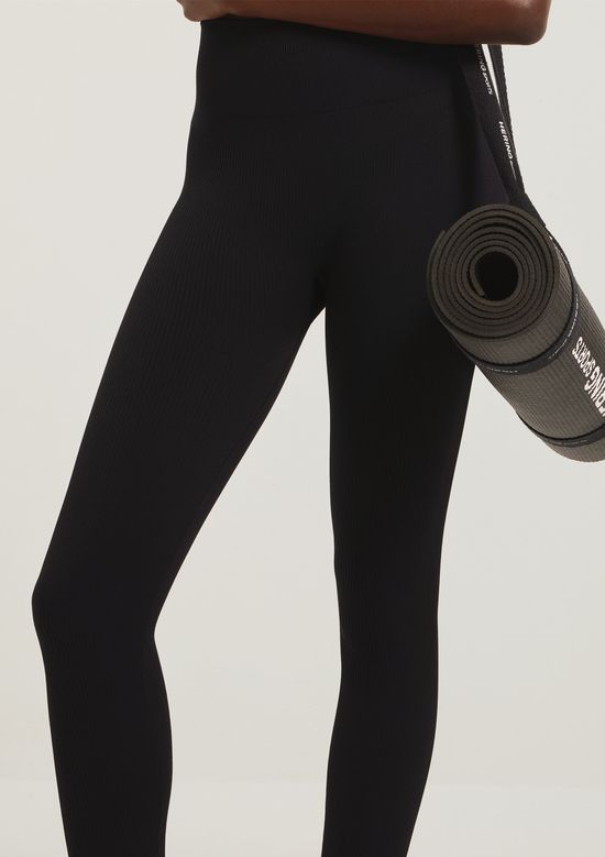 Foto do produto: Calça Legging Feminina Canelada Sem Costura - Preto