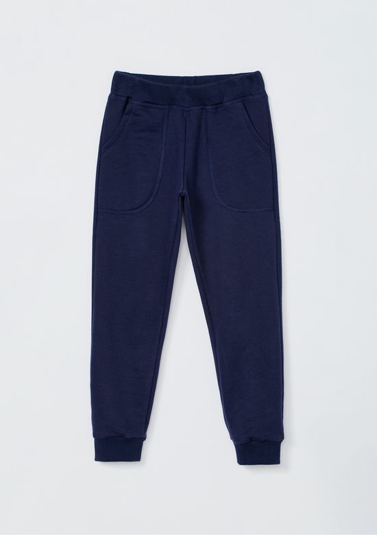 Foto do produto: Calça Básica Infantil Menino Em Moletom Peluciado Com Bolso - Azul