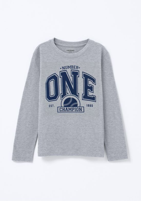 Foto do produto: Camiseta Infantil Menino Manga Longa Com Estampa Hering Kids - Cinza