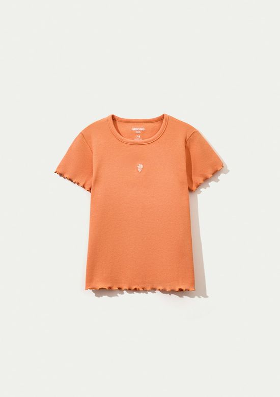 Foto do produto: Blusa Manga Curta Infantil Menina Em Ribana - Laranja