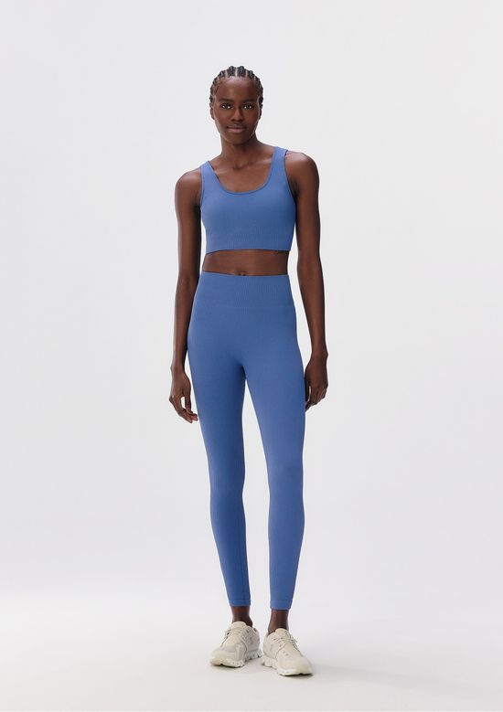 Foto do produto: Calça Legging Feminina Canelada Sem Costura - Azul
