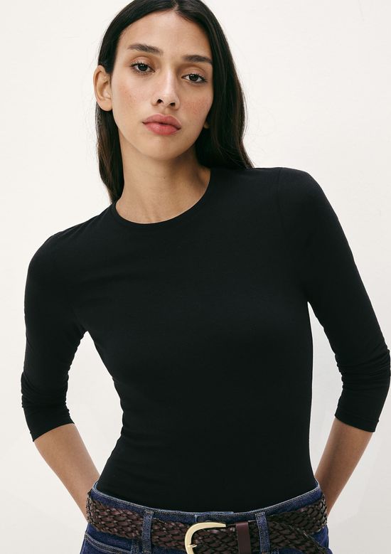 Foto do produto: Blusa Básica Feminina Manga Longa Slim - Preto