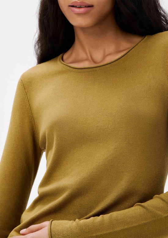 Foto do produto: Blusa Feminina Manga Longa Slim Em Tricô Leve - Caqui