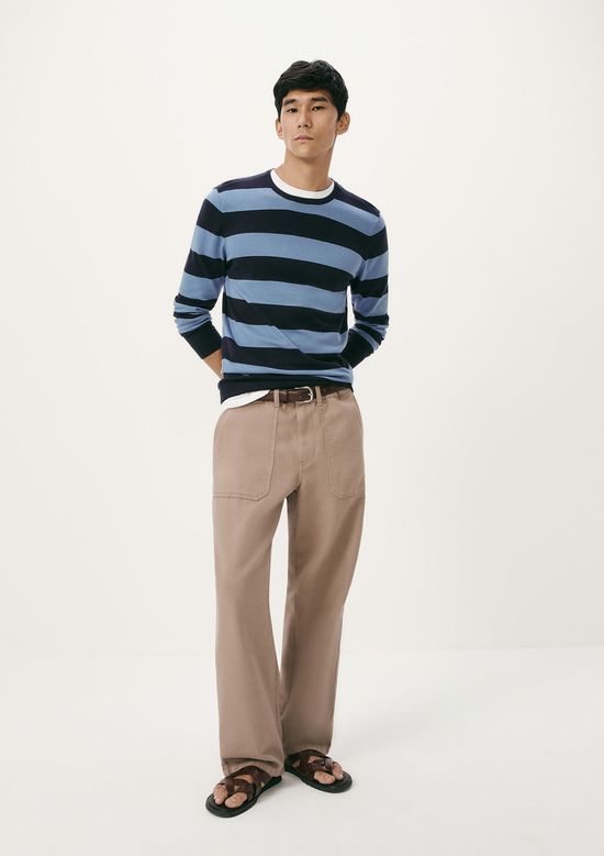 Foto do produto: Blusão Básico Masculino Listrado Em Tricô - Azul