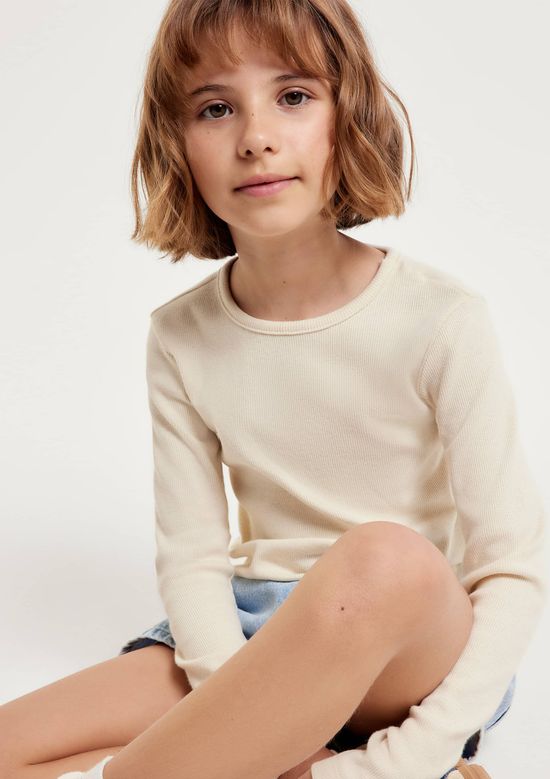 Foto do produto: Blusa Manga Longa Infantil Menina Em Ribana - Creme