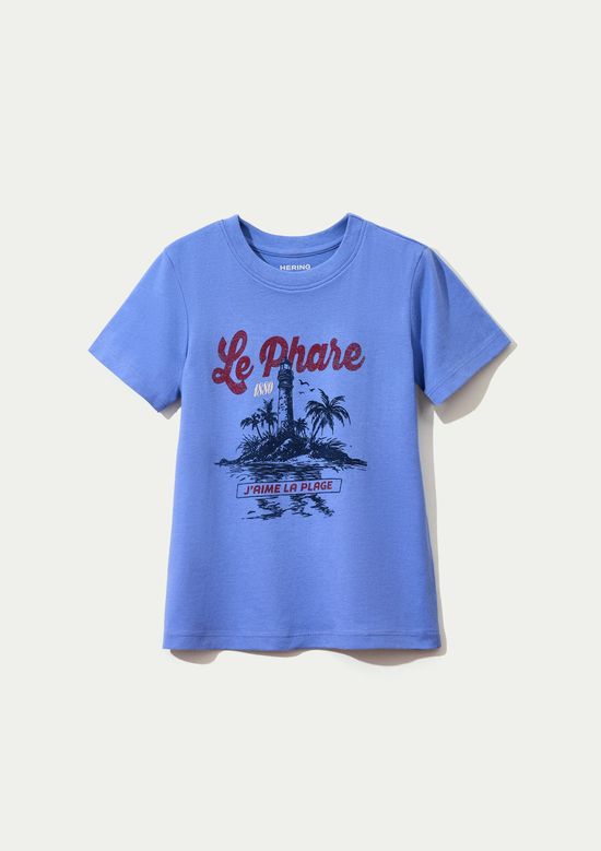 Foto do produto: Blusa Infantil Menina Manga Curta Com Estampa - Azul