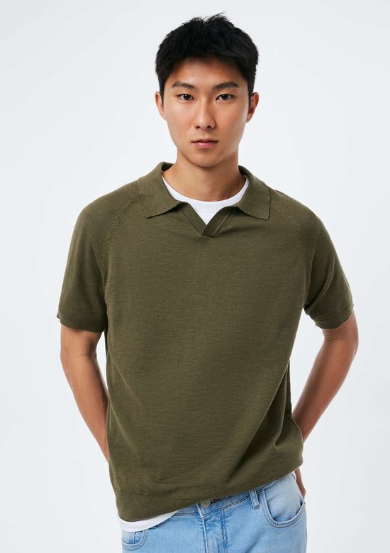Foto do produto: Polo Masculina Em Tricô Flamê - Marrom