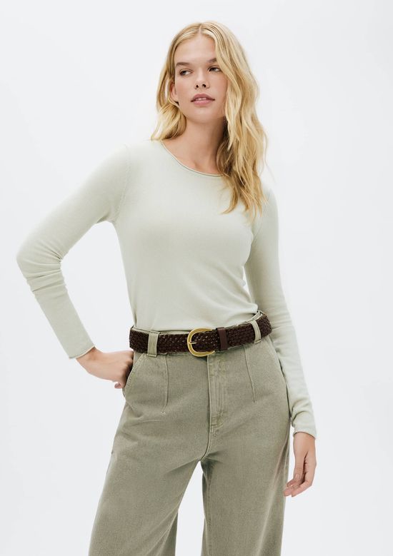 Foto do produto: Blusa Feminina Manga Longa Slim Em Tricô Leve - Verde