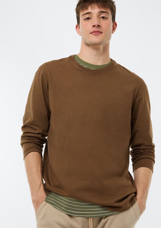 Foto do produto: Camiseta Básica Masculina Manga Longa Comfort Super Cotton - Marrom