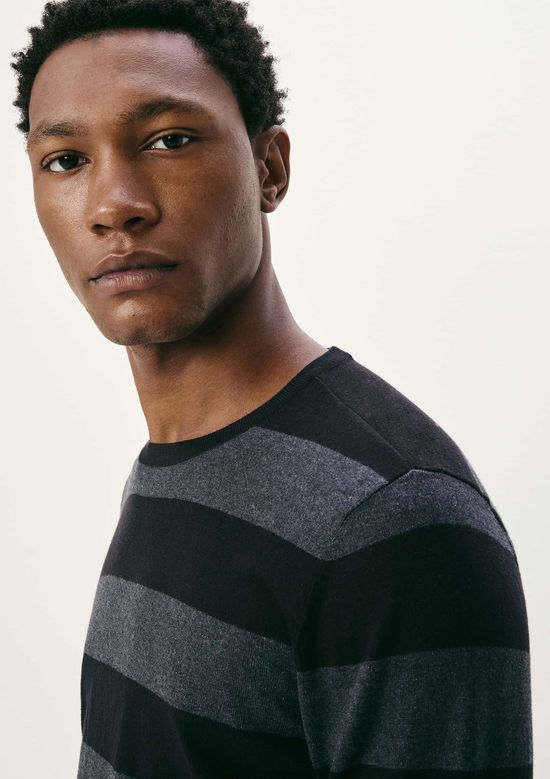 Foto do produto: Blusão Básico Masculino Listrado Em Tricô - Cinza