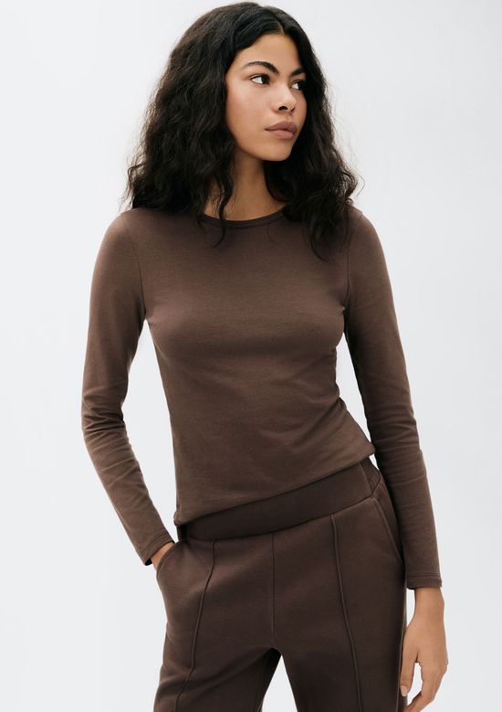 Foto do produto: Blusa Básica Feminina Manga Longa Slim - Marrom