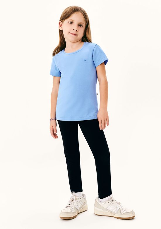 Foto do produto: Blusa Básica Infantil Menina Com Bordado Coração - Azul