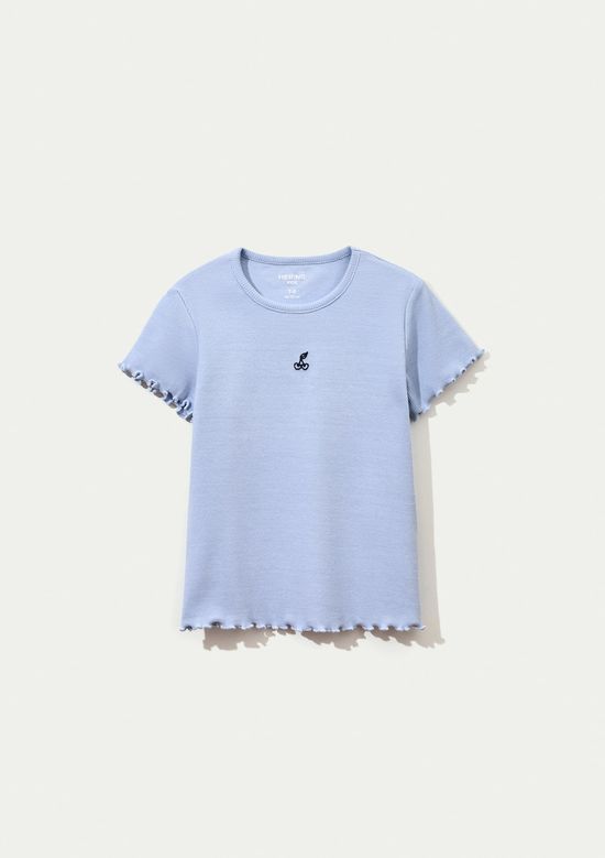 Foto do produto: Blusa Manga Curta Infantil Menina Em Ribana - Azul