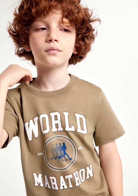 Foto do produto: Camiseta Infantil Menino Manga Curta Com Estampa - Caqui