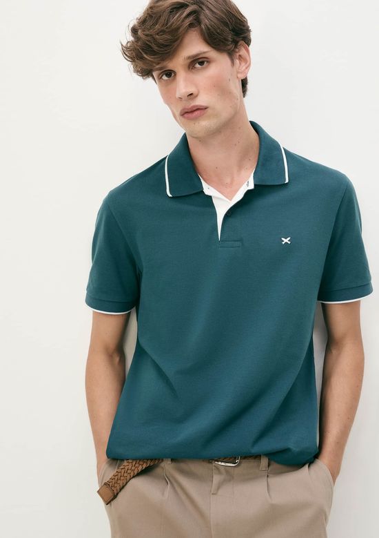 Foto do produto: Camisa Polo Básica Masculina Em Piquet Com Bordado - Verde