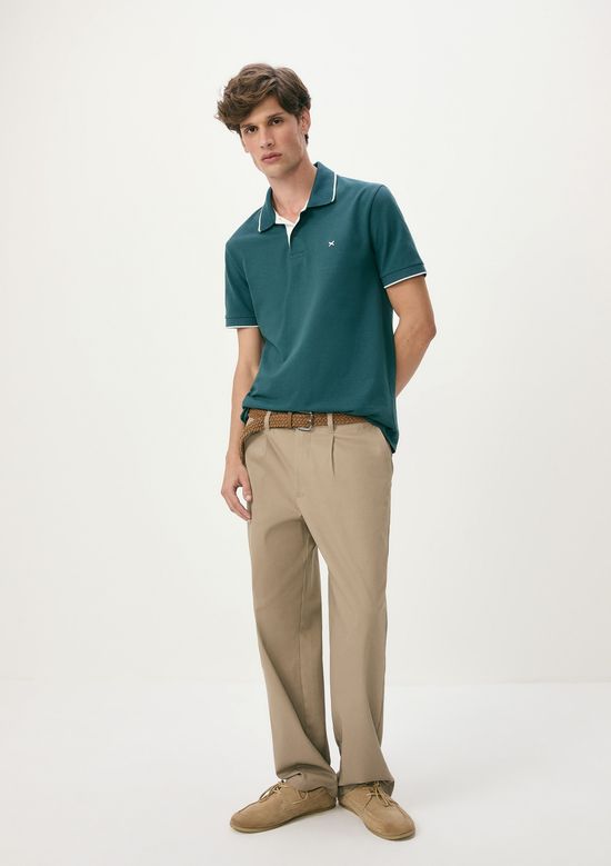 Foto do produto: Camisa Polo Básica Masculina Em Piquet Com Bordado - Verde