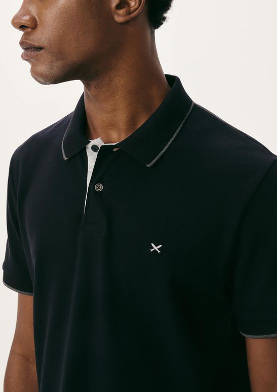 Foto do produto: Camisa Polo Básica Masculina Em Piquet Com Bordado - Preto