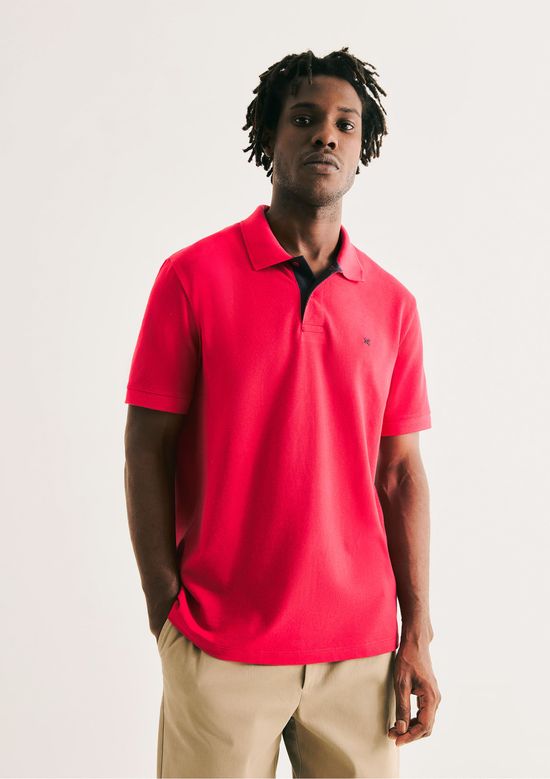 Foto do produto: Camisa Polo Básica Masculina Em Piquet Com Bordado - Vermelho