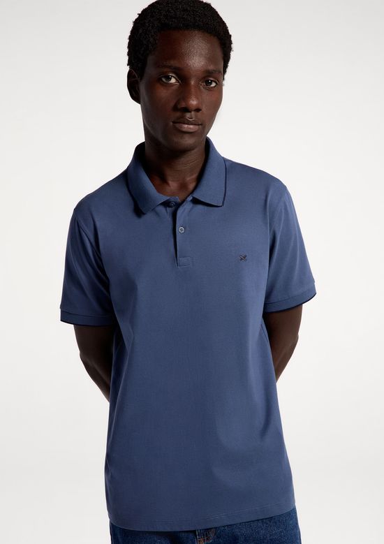 Foto do produto: Camisa Polo Básica Masculina Super Cotton Com Bordado - Azul