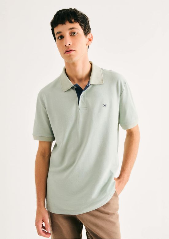 Foto do produto: Camisa Polo Básica Masculina Em Piquet Com Bordado - Azul