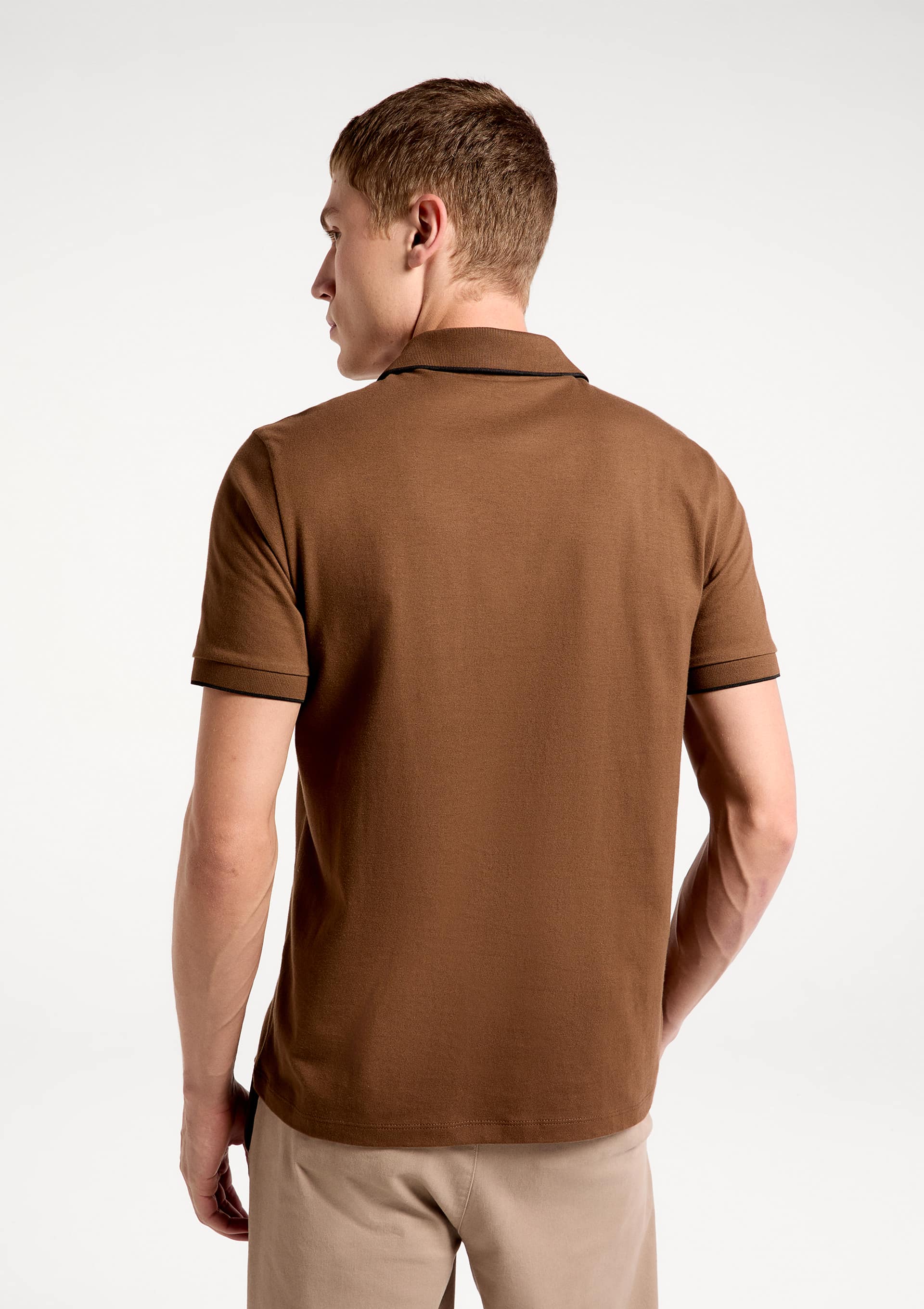 Camisa Polo Básica Masculina Super Cotton Com Bordado - Marrom