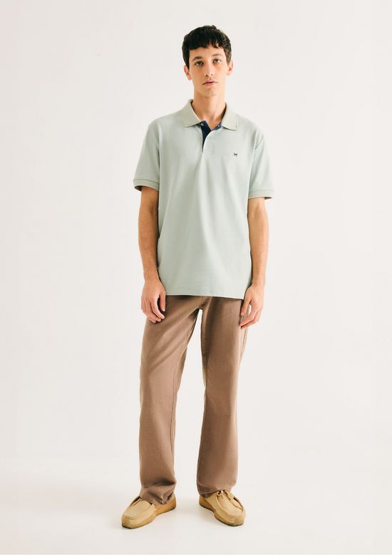 Foto do produto: Camisa Polo Básica Masculina Em Piquet Com Bordado - Azul